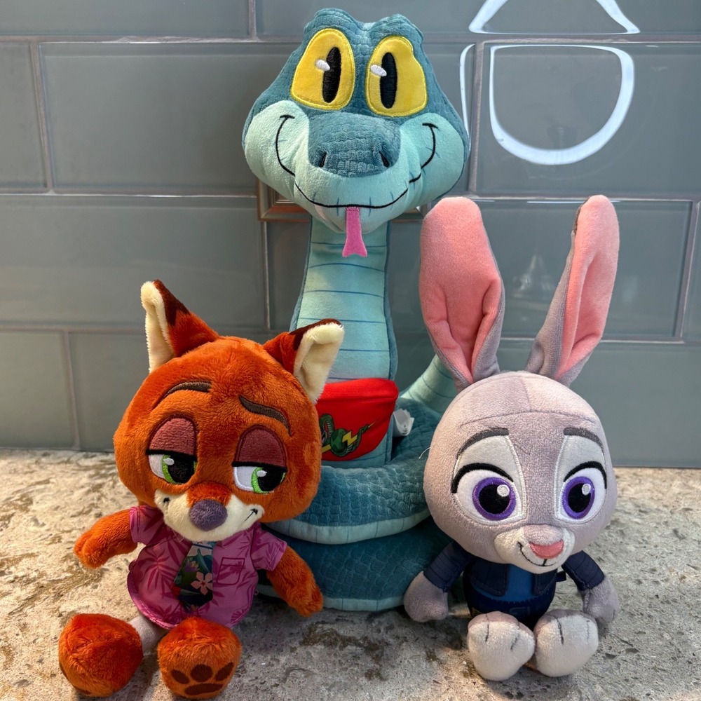 Disney Zootopia Plush Lot of 3 Nick Wilde Judy Hopps Interactive Gary the Snake